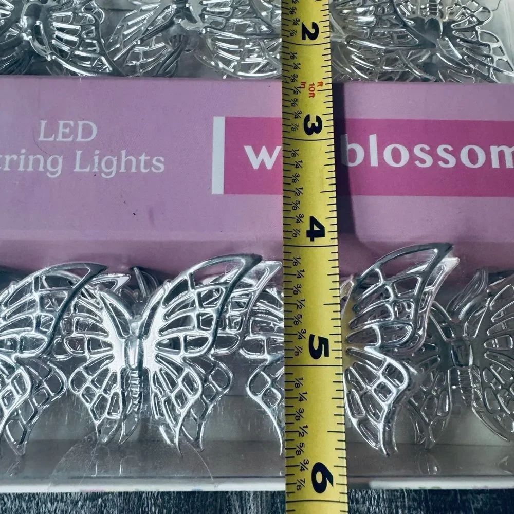 Silver Butterfly LED String Lights Spring Decor - Picture 2 of 4